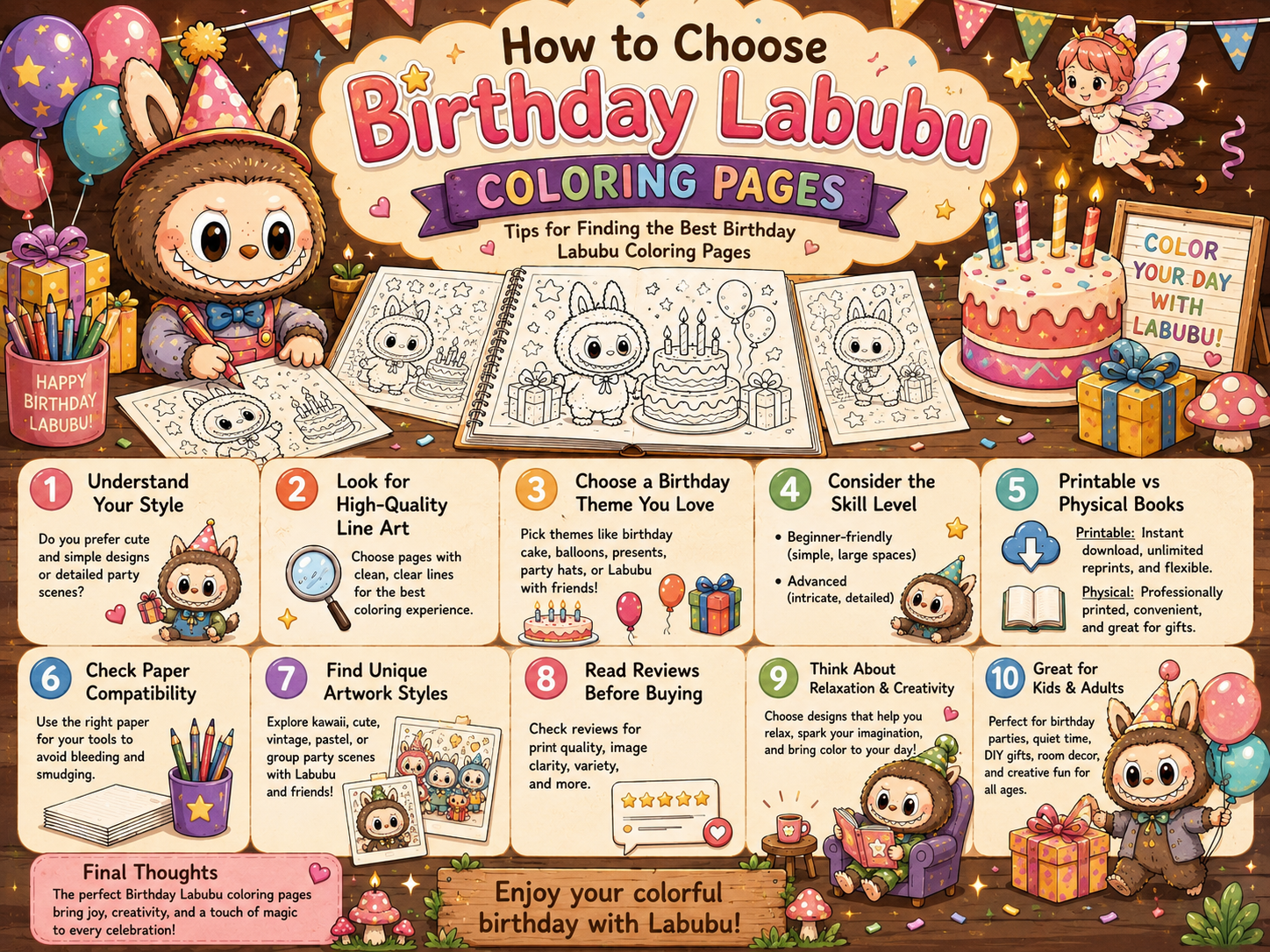 Birthday Labubu Coloring Pages: Cute Printable Fun for Every Little Party Fan