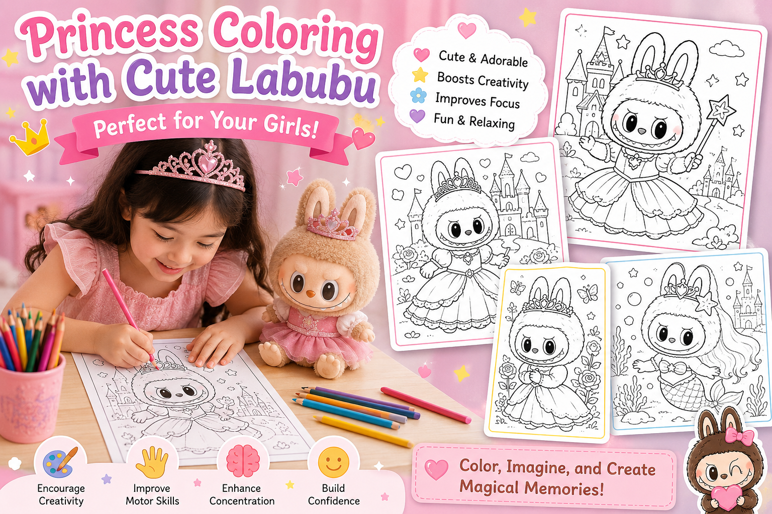Choose Princess Coloring with Cute Labubu Suitable for Your Girls