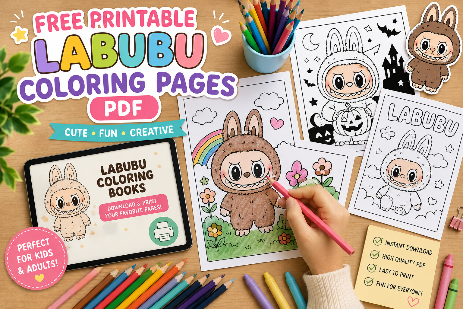 Free Printable Labubu Coloring Pages PDF for Creative Fun at Home