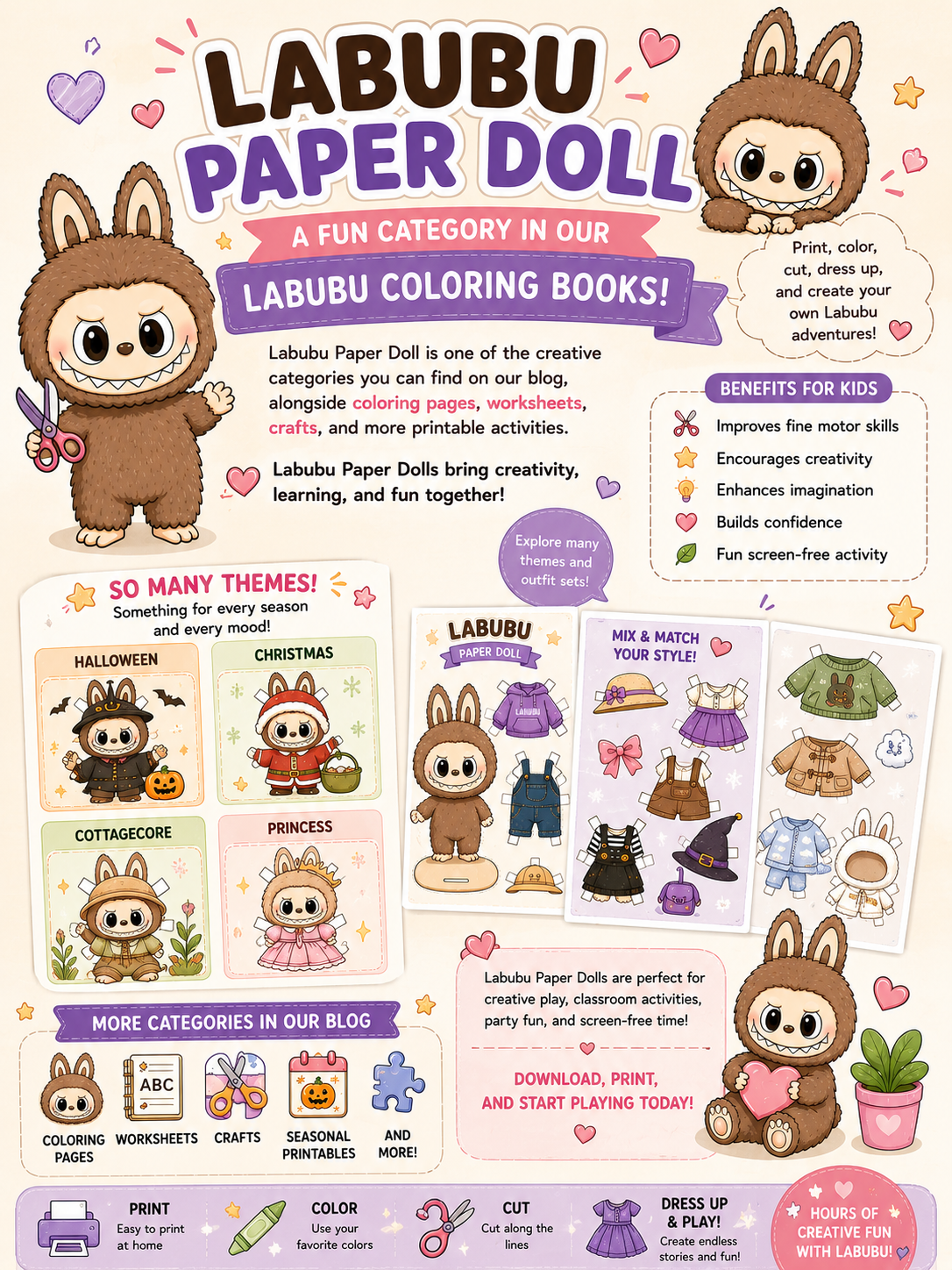 Labubu Paper Doll Coloring