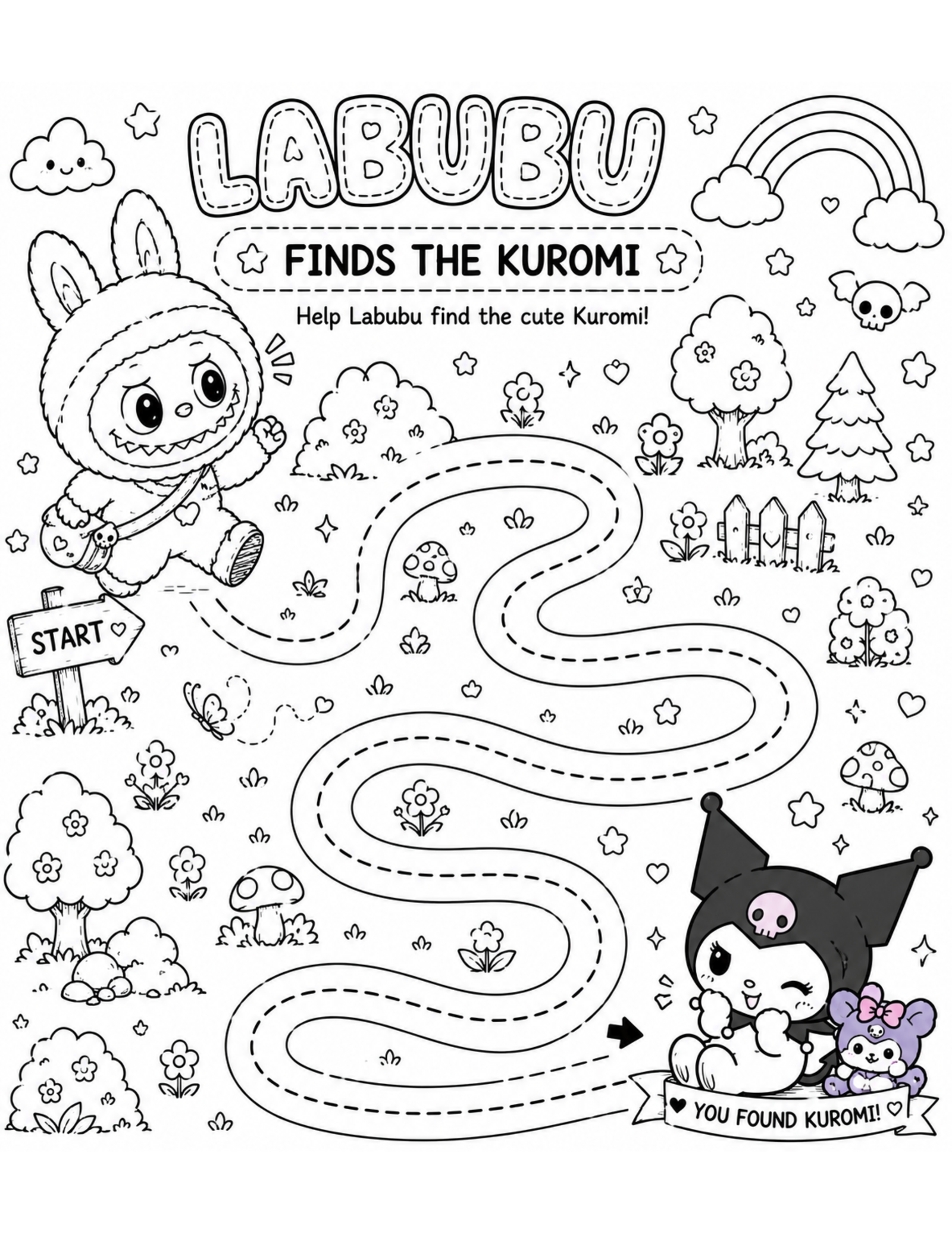 Tracing Labubu Find The Cute Kuromi
