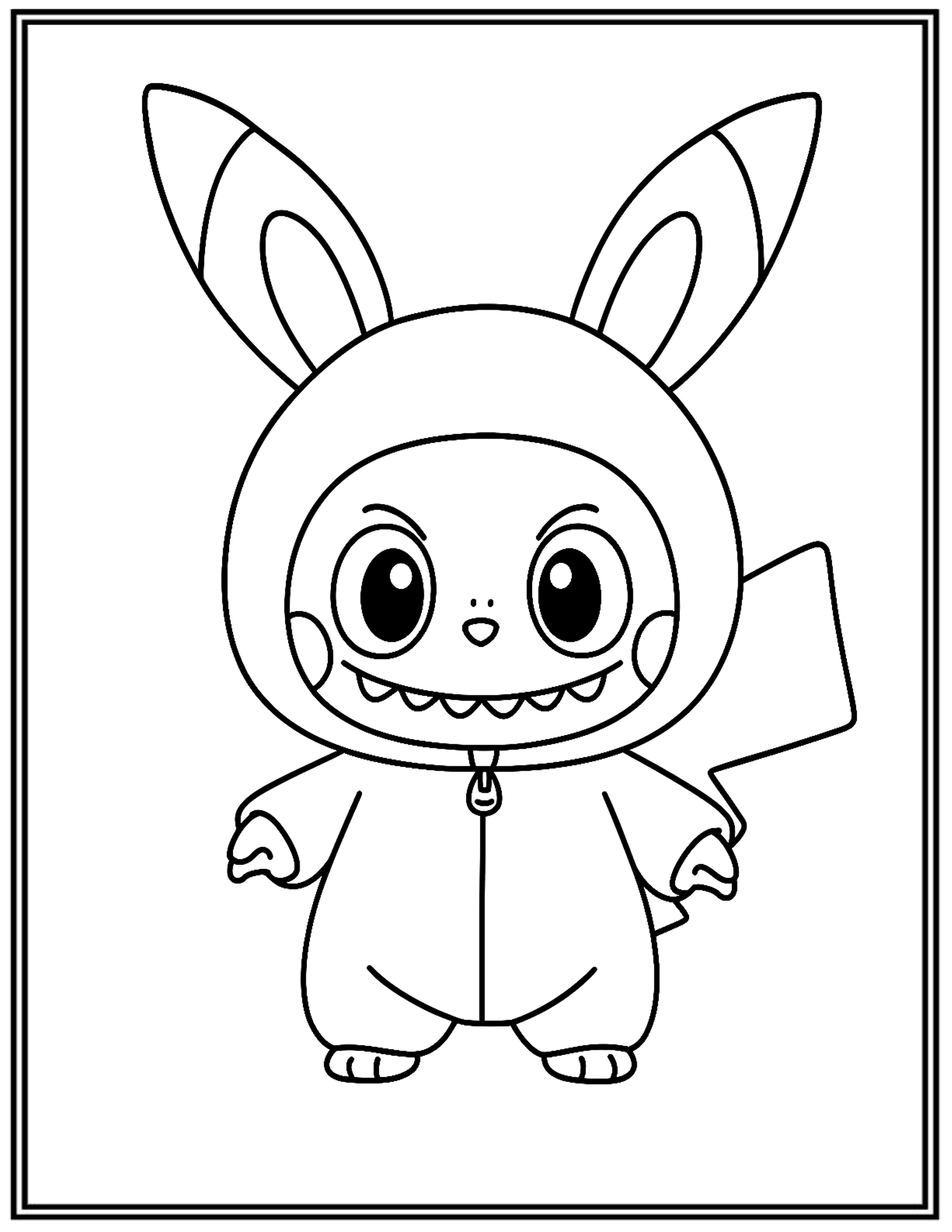 Labubu Pikachu Pokemon Coloring Pages