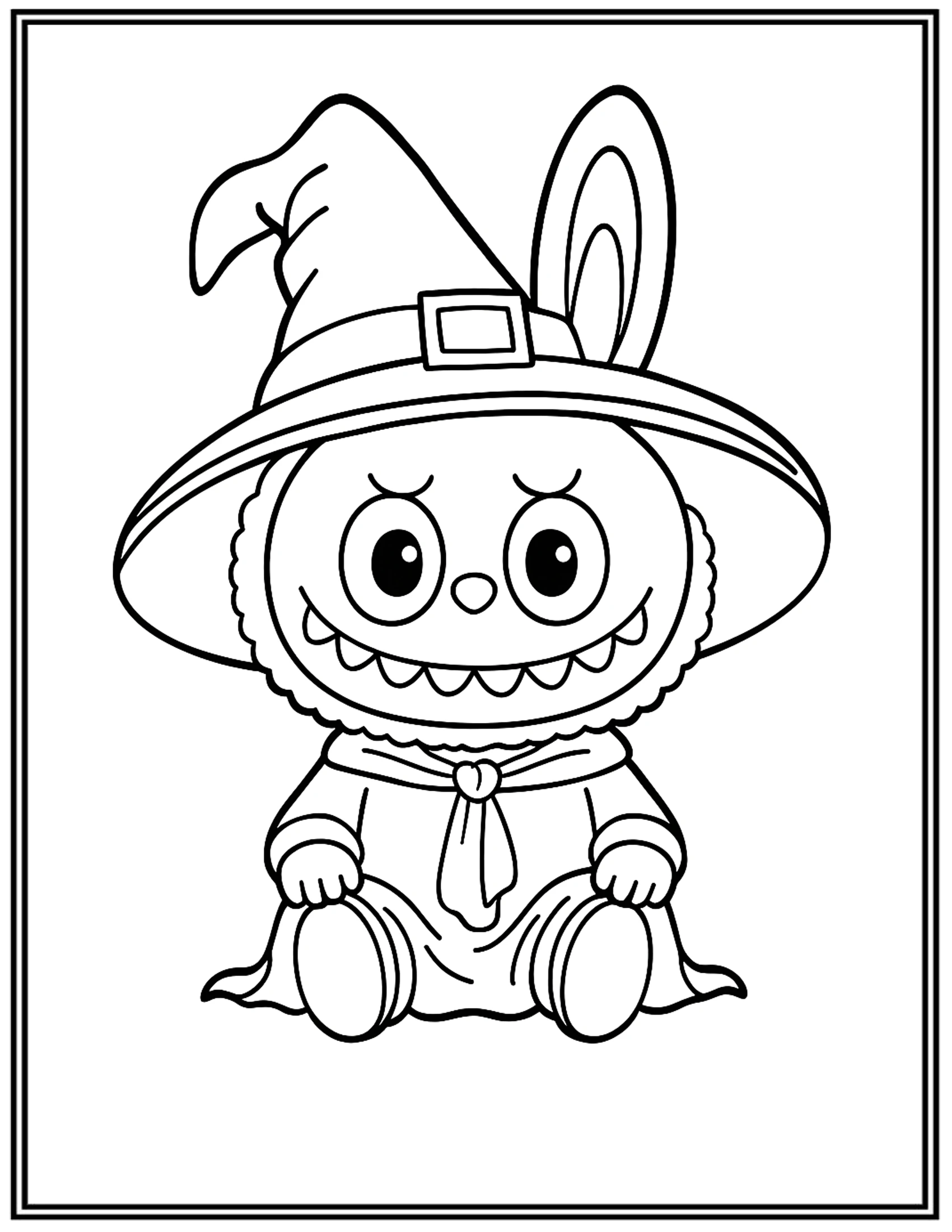 Labubu Dressed in A Classic Halloween Coloring Pages