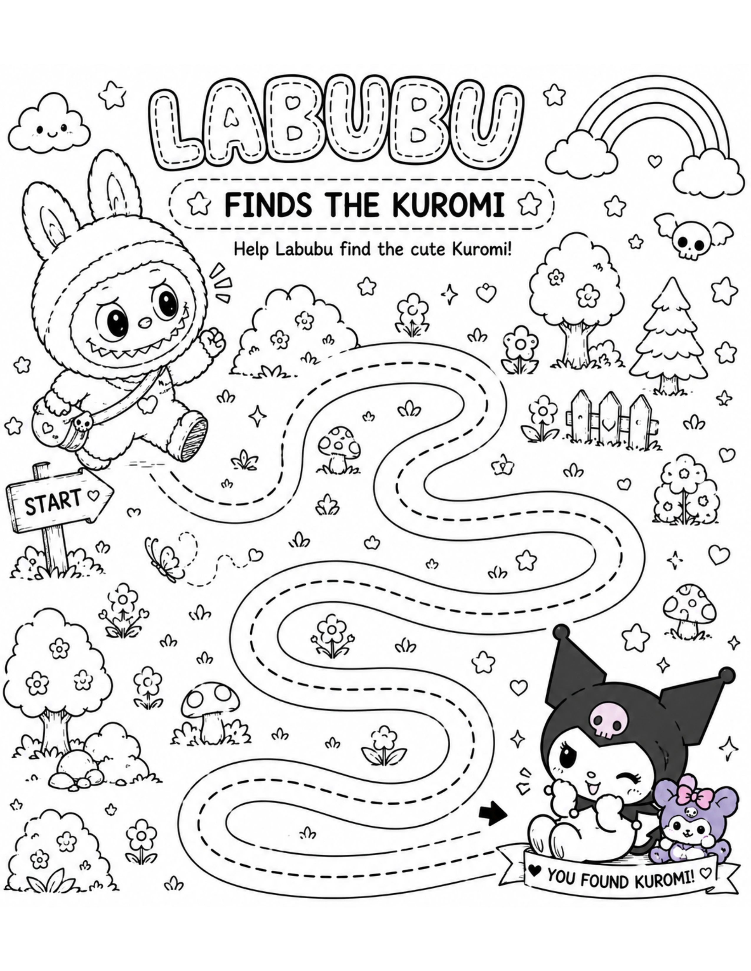 Tracing Labubu Find The Cute Kuromi