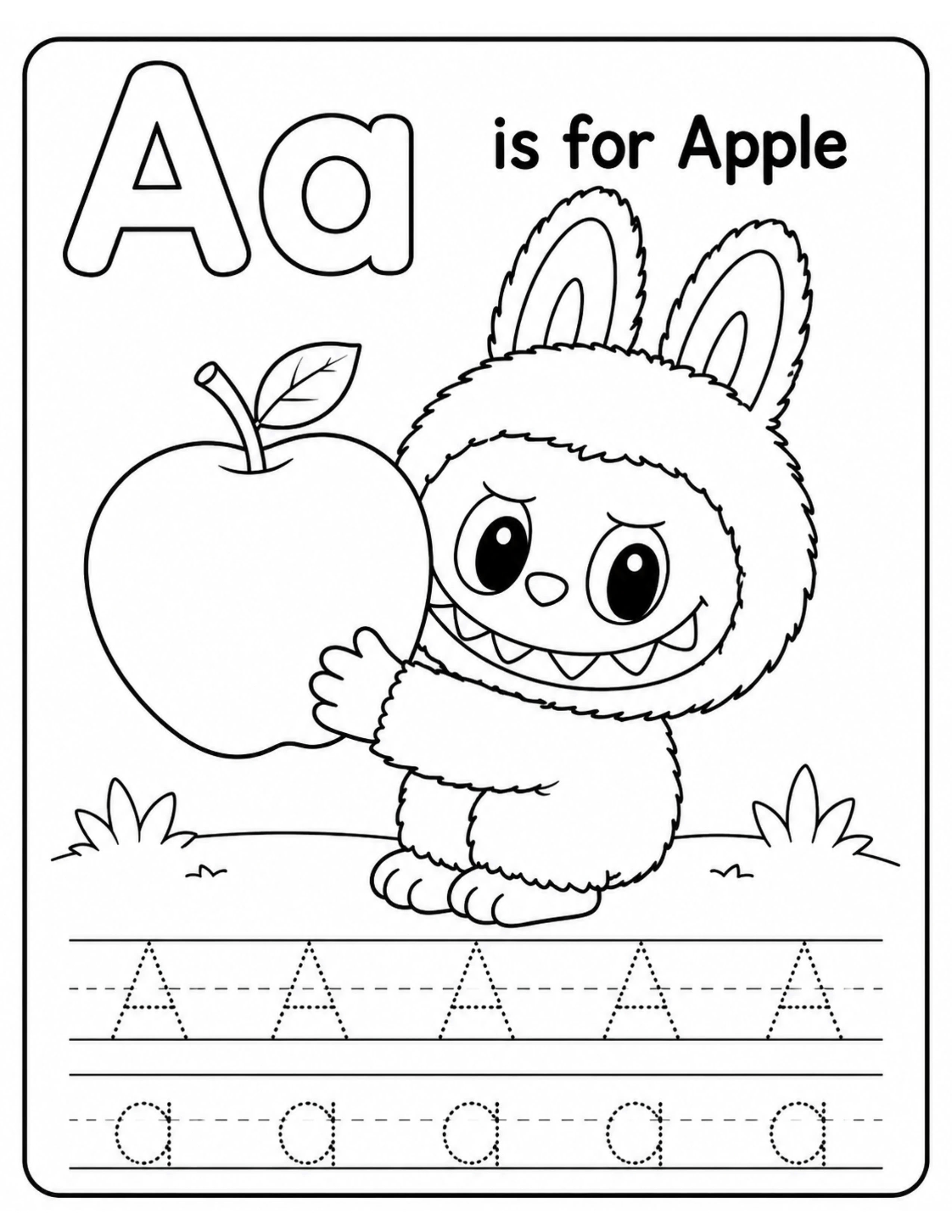 Cute Educational Labubu Coloring Pages for Kids Alphabet Learning A Worksheet