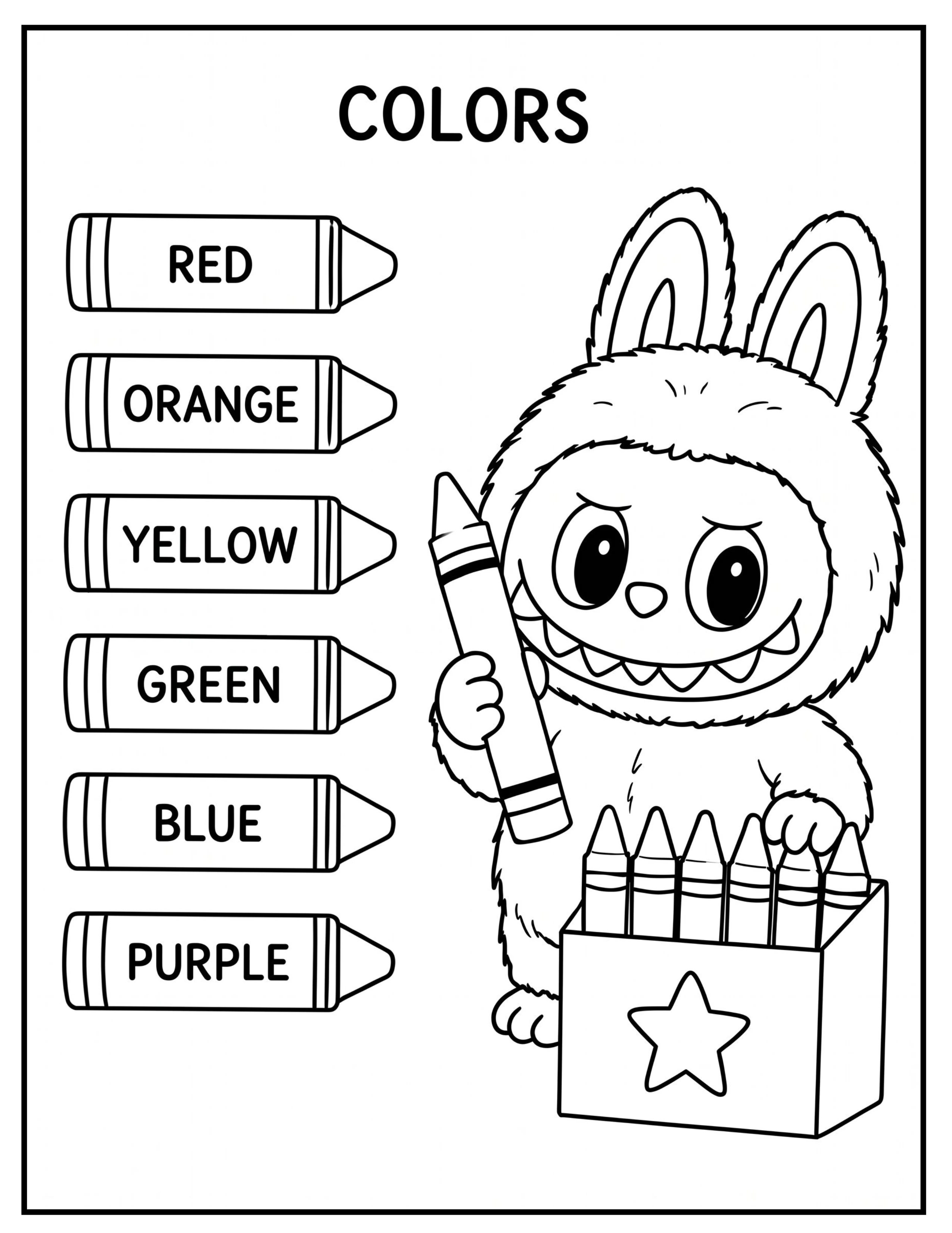 Educational Basic Color Names with Labubu Coloring Pages
