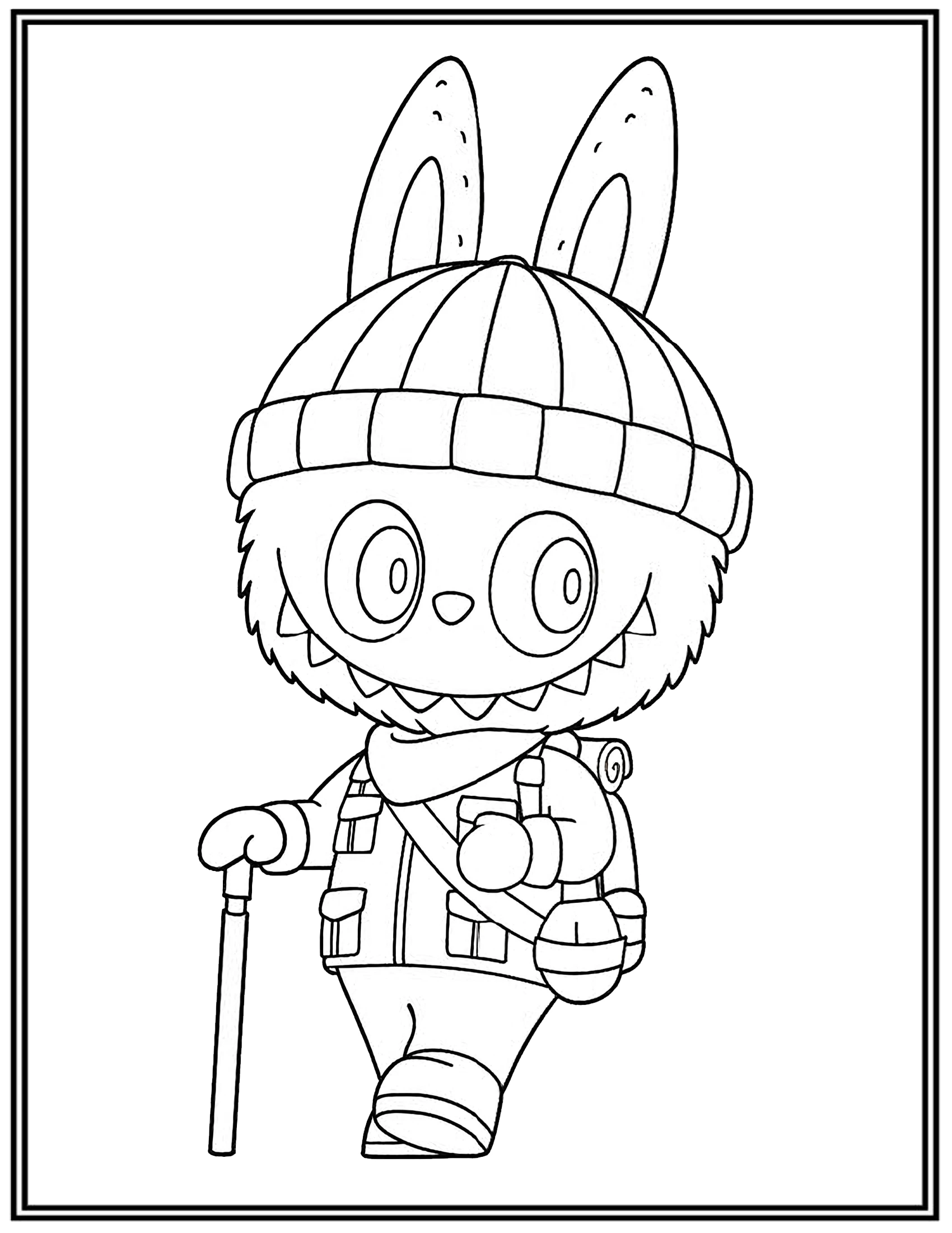Simple Design Labubu Camping Coloring Pages