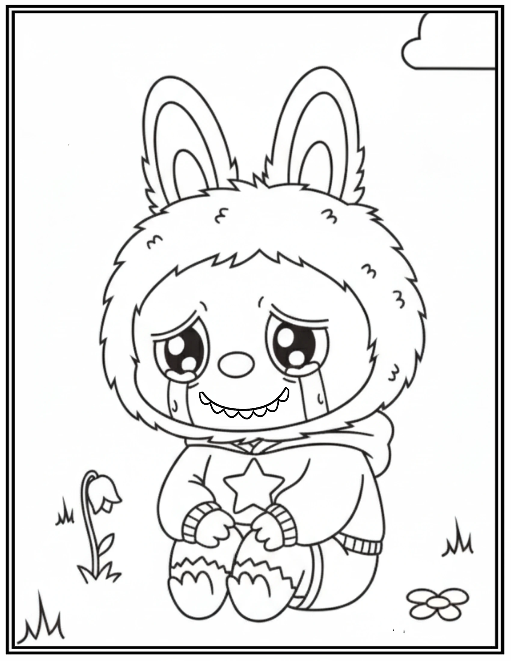 Labubu Crying Sad Coloring Pages