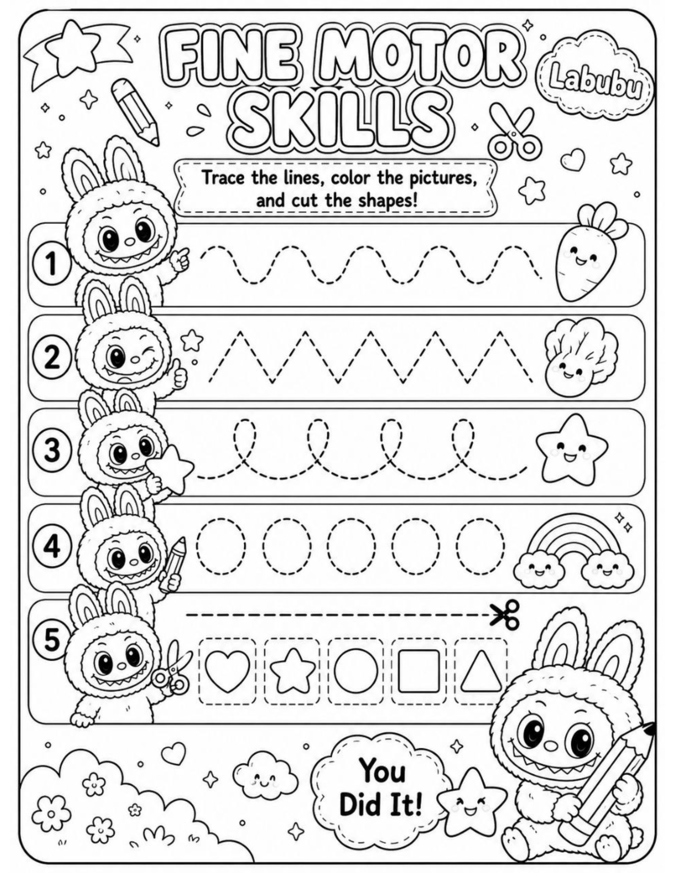 Labubu Fine Motor Skills Coloring Pages