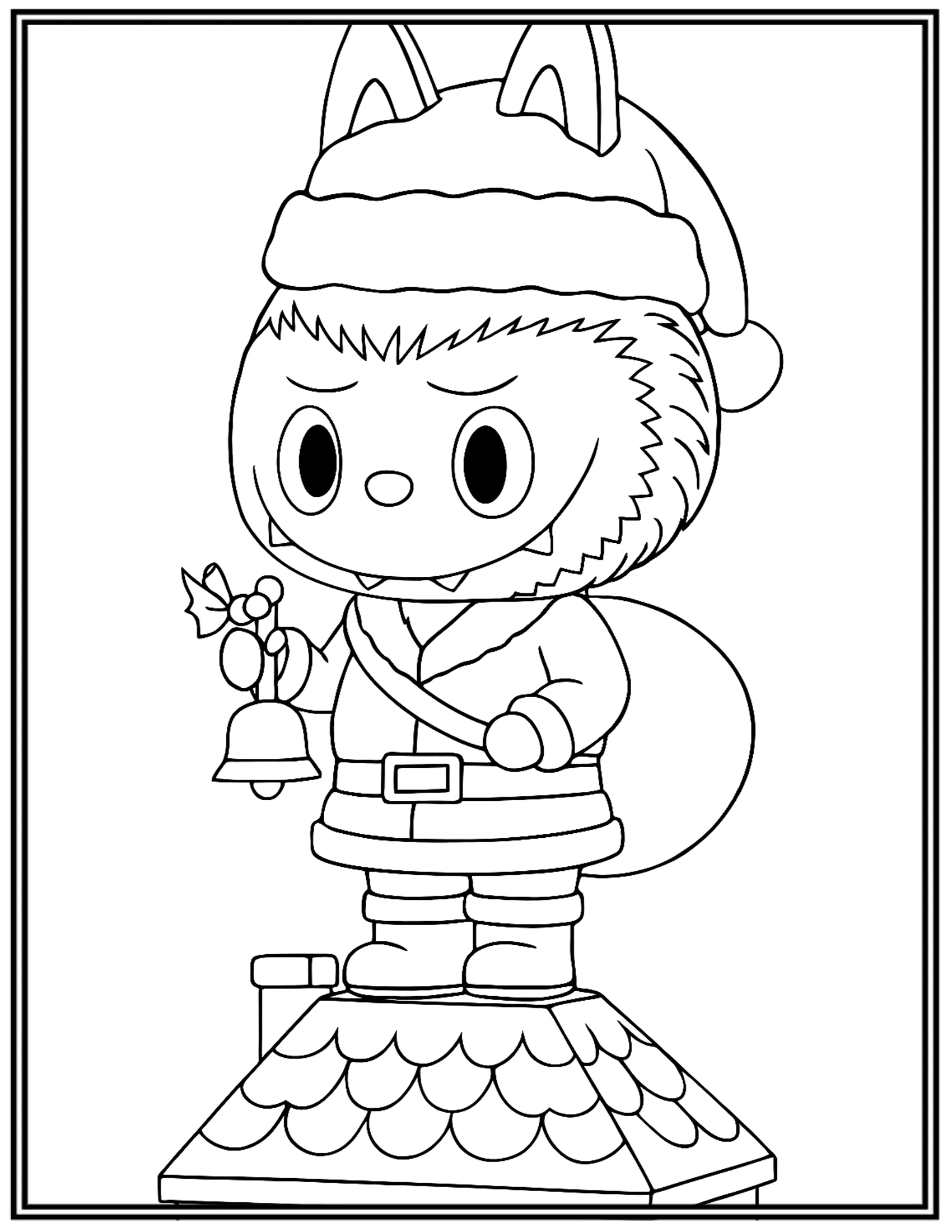 Labubu Santa Claus Christmas Coloring Pages