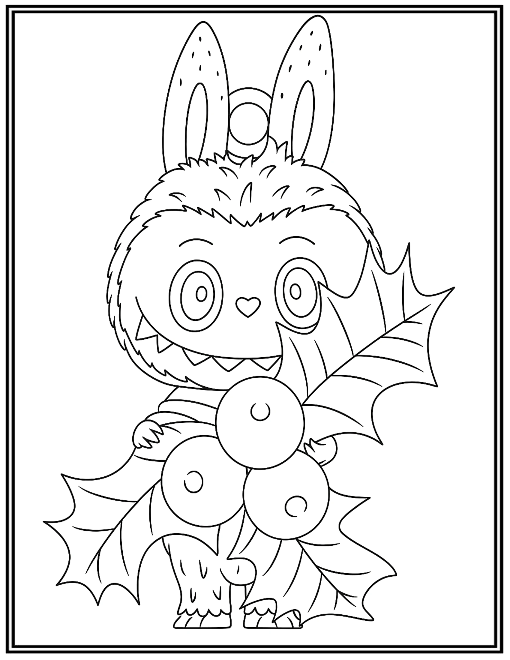 Labubu Holly Christmas Coloring Pages