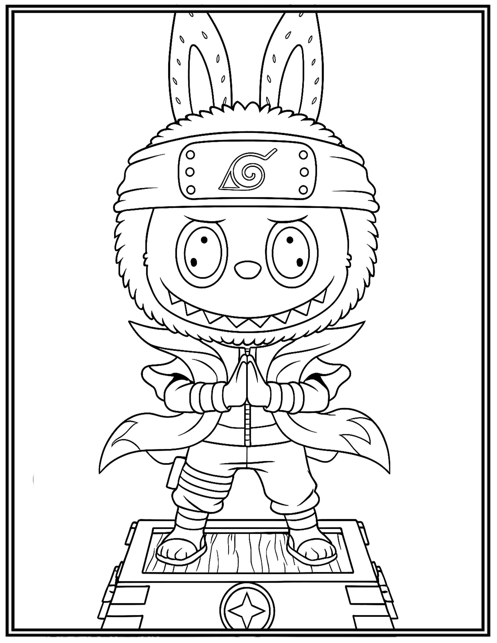 Labubu Anime Naruto Uzumaki in His Sage Mode Coloring Pages
