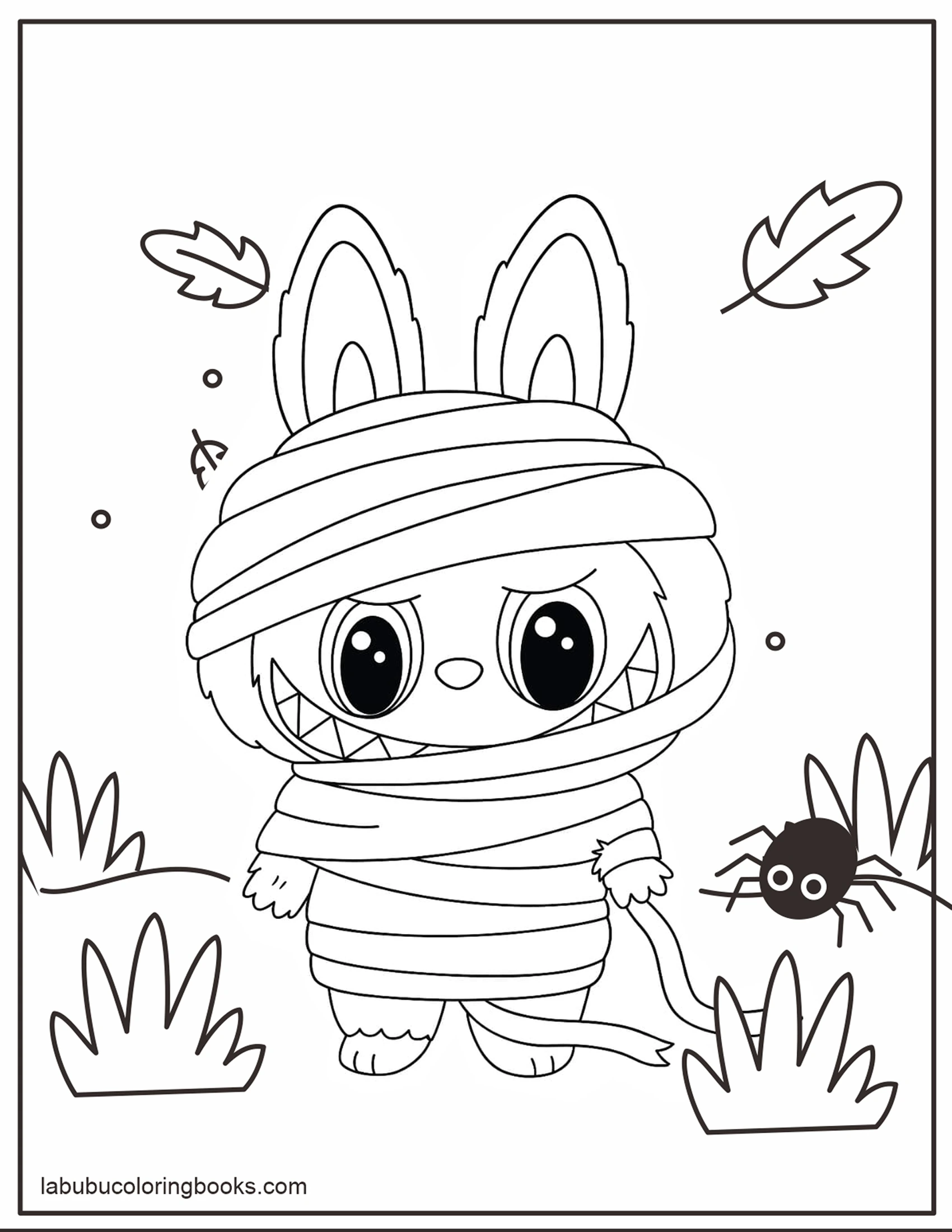 The Mummy Labubu Halloween Coloring Pages