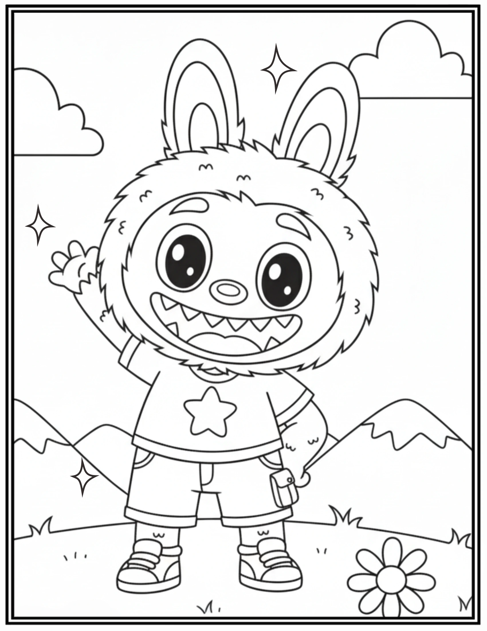 Labubu Happily Friendly Smile Coloring Pages