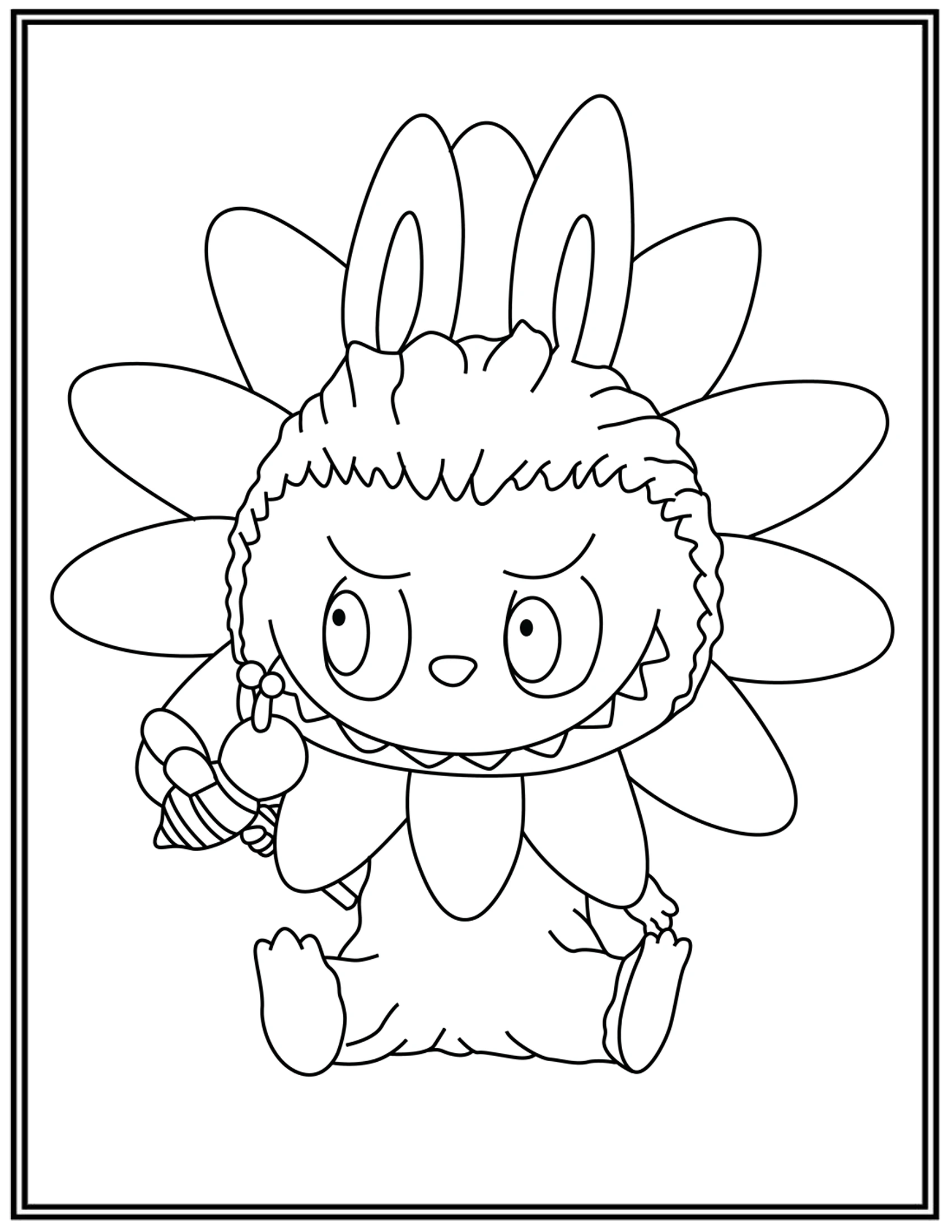 Labubu Flower Elves Sunflower FairyTale Coloring Pages