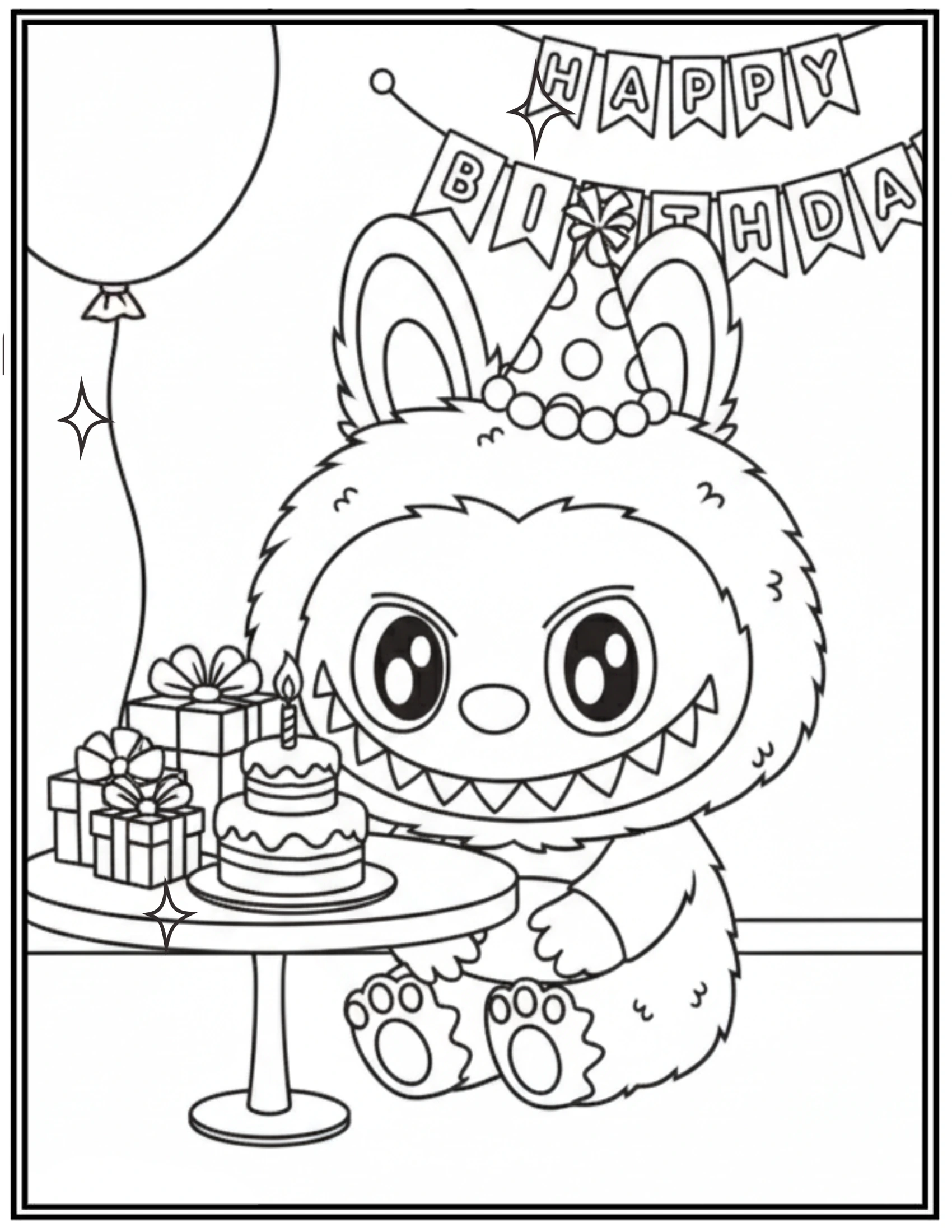 Labubu Birthday Party Coloring Pages