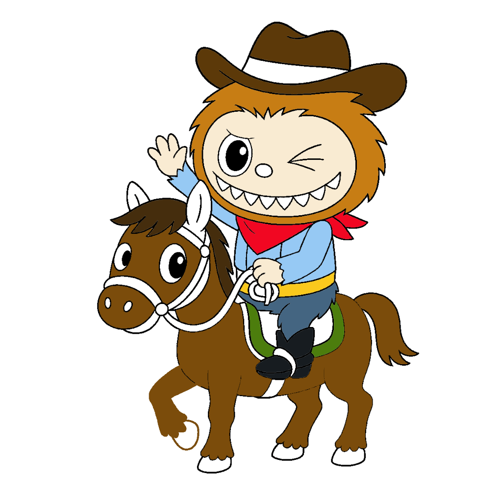 Labubu Riding Horse Coloring Pages