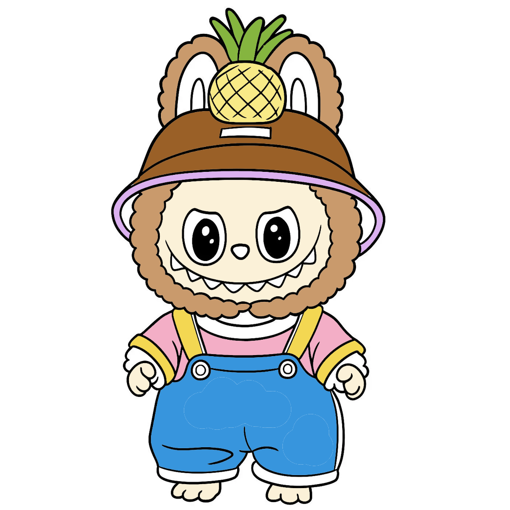 Cute Labubu with Hat Coloring Pages